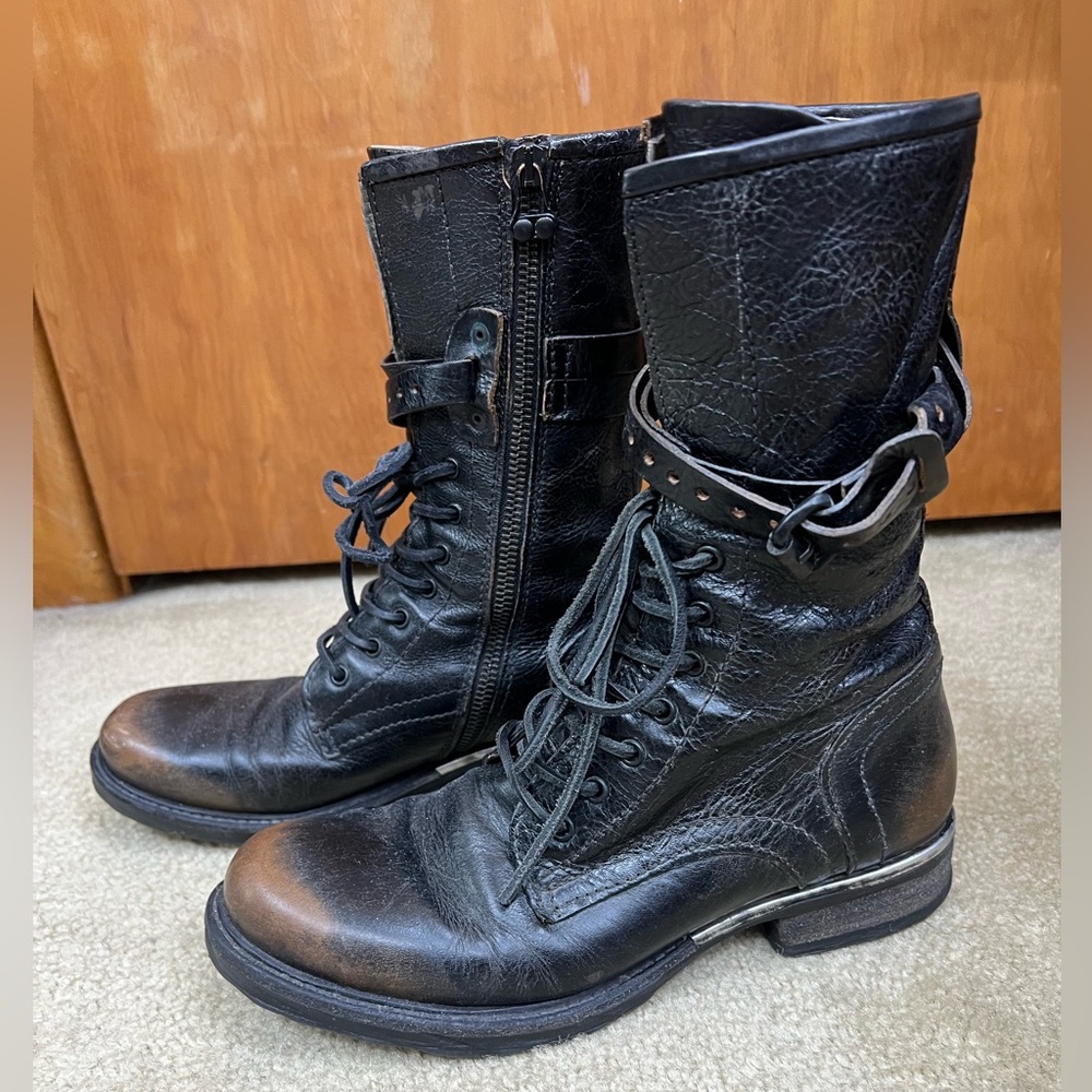 A.S.98 Black Brown combat moto boots. EU38 US8
